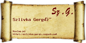 Szlivka Gergő névjegykártya